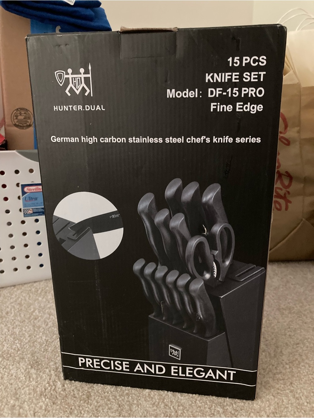Hunter DF-15 PRO 15-Piece Black Knife Set